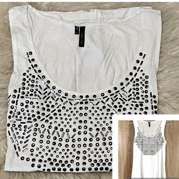 Maurices White Tee Swing Tank Metallic Embellished Top - Picture 1 of 6